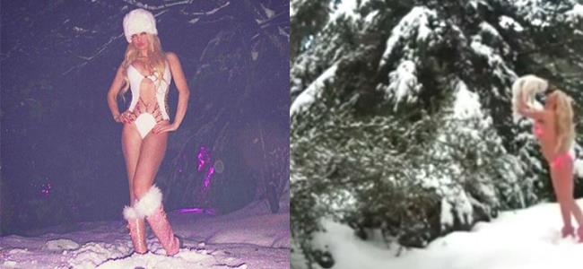 بالفيديو.. ميريام كلينك تلاعب هرّها على الثلج