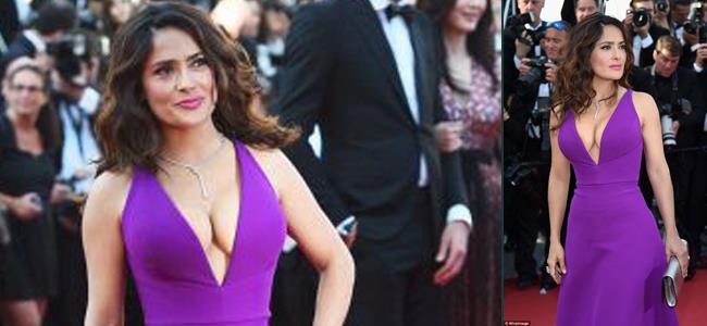 شاهد إطلالة سلمى حايك الجريئة في كان