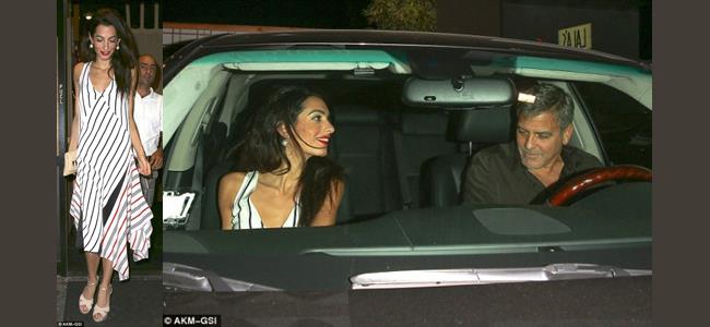  جورج وأمل كلوني يجمعهما عشاء رومانسي قبيل الإحتفال بعيد زواجهما 