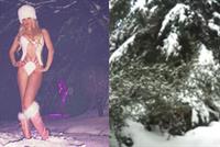 بالفيديو.. ميريام كلينك تلاعب هرّها على الثلج