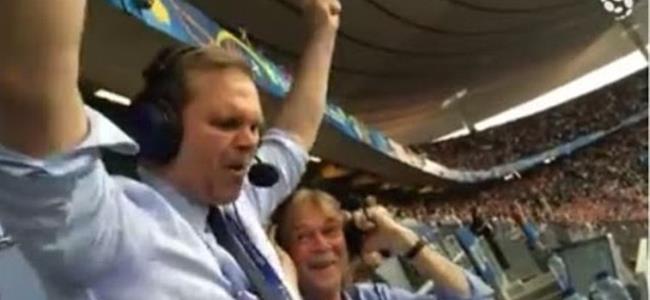  بالفيديو - معلق يفقد صوابه ويبكي على الهواء بعد هدف فوز منتخبه ببطولة اوروبا في الثواني الأخيرة