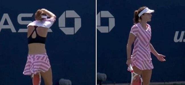  لاعبة تنس محترفة خلعت قميصها أمام الجمهور فوجه الحكم لها تحذيراً! 