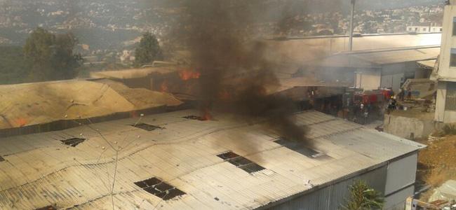 حريق كبير في معمل للكرتون في بكفيا