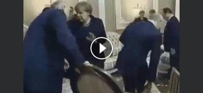 بالفيديو زوج ميركل كاد يوقع بوتين ارضا شاهد ردة فعل القيصر