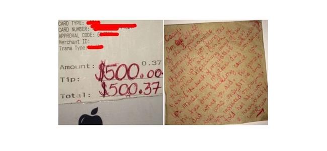  بالصورة: 500 دولار بقشيش لفاتورة لم تتجاوز الدولار!