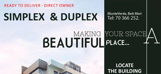 Simplex Or Duplex Terrace 122M2 Starting $1,900 Per SQM