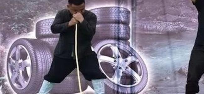  بالفيديو: نفخ 12 إطاراً بأنفه في دقيقتين ونصف الدقيقة 